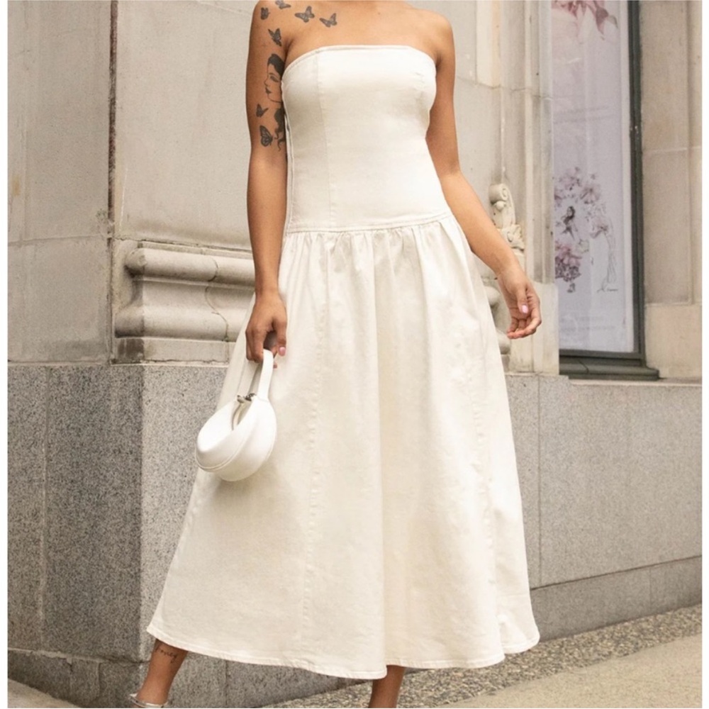 OAK + FORT Strapless Cream Dress - Picture 5 of 16